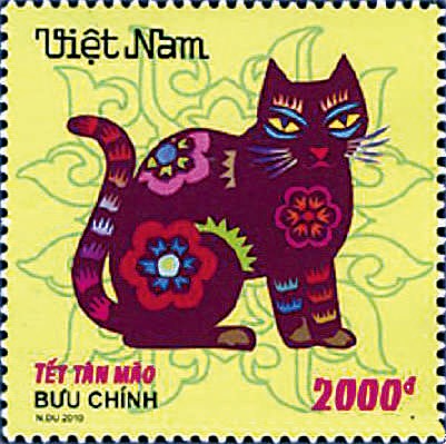 为了迎接2011年“猫年”的来临，越南于12月1日发行“猫年”生肖邮票1套2枚