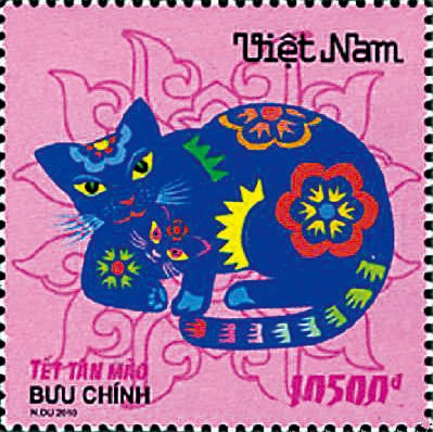 为了迎接2011年“猫年”的来临，越南于12月1日发行“猫年”生肖邮票1套2枚