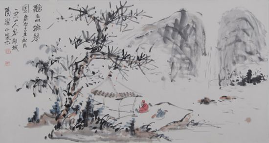 听泉抚琴堆云处 90 x 180(cm) 