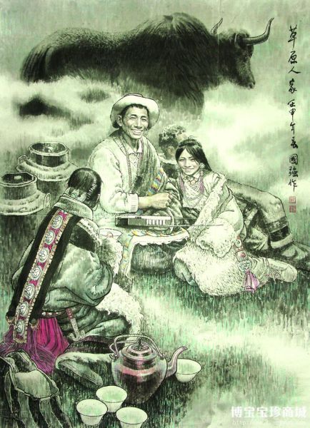 姬国强国画作品《草原人家》 （图片来源：博宝艺术网宝珍商城)