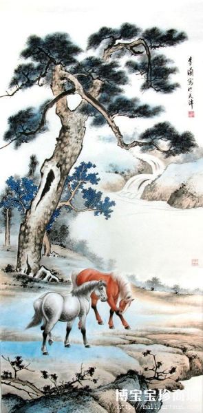 李澜 溥佐风格双骏图（图片来源：博宝宝珍商城）