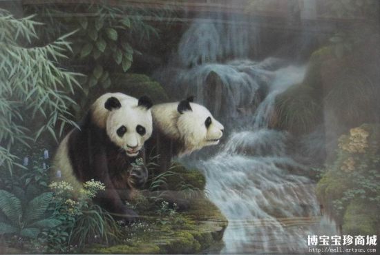 李律 朝鲜宝石画《熊猫》 （图片来源：博宝宝珍商城）
