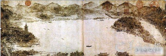 传李嵩画的《南宋西湖图》 