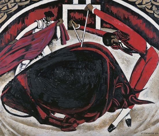 萨拉霍夫 《 红衣斗牛士》 140x120cm 布面油画 1969