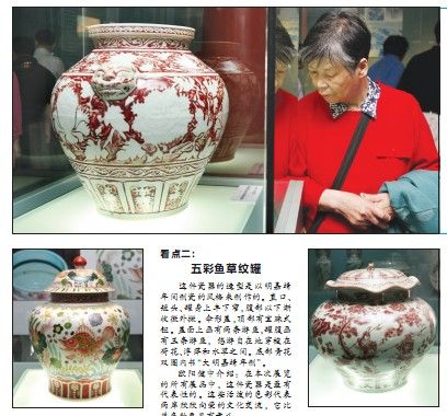 五彩鱼草纹罐