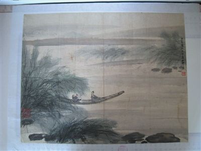 图为委托人所提供傅抱石《泛舟图》“真迹”。 供图郑本全
