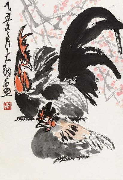 陈大羽《迎春双鸡》