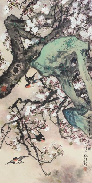 张辛稼《樱花燕子》