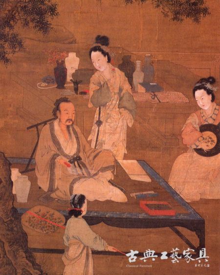 宋 李嵩听阮图中所显现文人生活中的线条艺术
