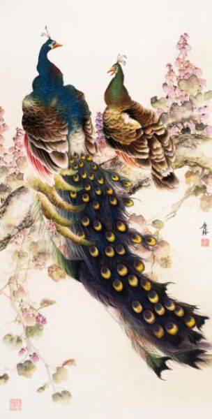 张庆龄作品《双雀图》