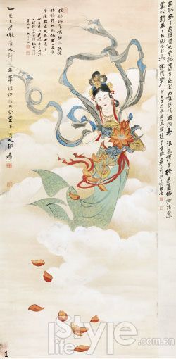 张大千(1899~1983)《天女散花》。