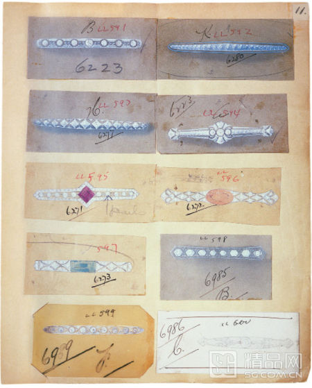 紫锂辉石胸针设计草图 Tiffany &Co.