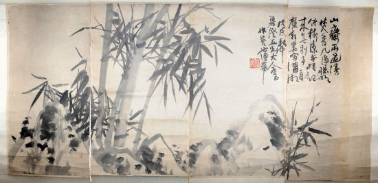 竹石通景屏