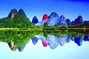 朱青生计划把桂林的一块山石漆红。