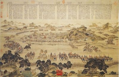 设色绢本《平定乌什战图》 张廷彦 作  台湾故宫博物院藏