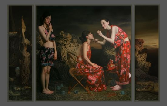 王龙军作品《三人行－妆》
