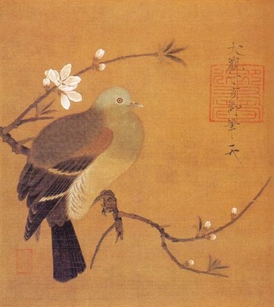 宋徽宗《桃鸠图》