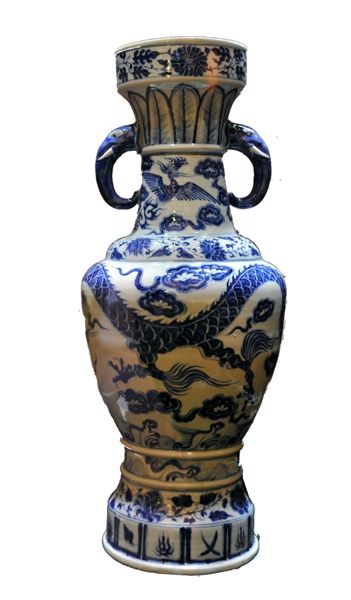 元代青花双象耳。