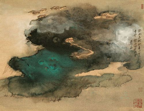张大千作品《爱痕湖》