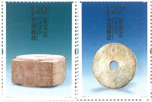 图为《良渚玉器》特种邮票