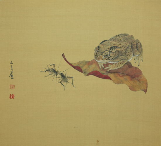 周全 观斗图 30×33cm 绢本设色