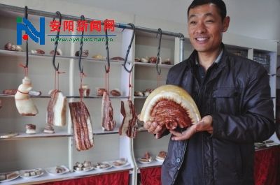 安阳一男子办猪肉石展