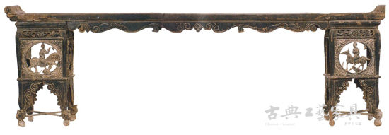 元或明  黑漆架几供案（可乐马古代家具博物馆馆藏）