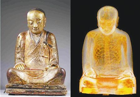 章公六全祖师像的外观及透视照（资料照片）。