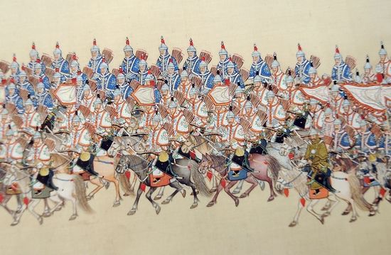 八国联军侵华时期被从北京紫禁城掠夺到欧洲的《大阅图?行阵》（局部） IC 图