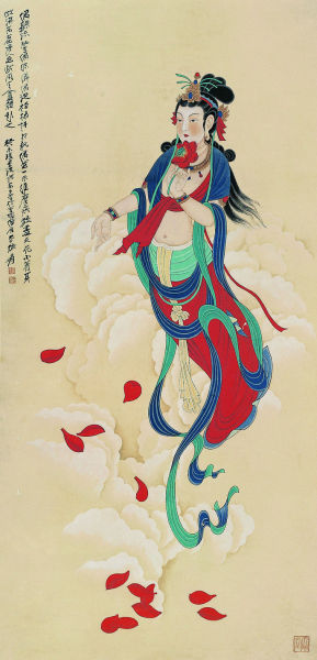 张大千《天女散花图》
