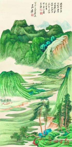 张大千《蜀山春晓》以6450万港元成交，为全场最贵拍品。