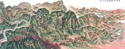 龙瑞作品《古城秋霞图》局部