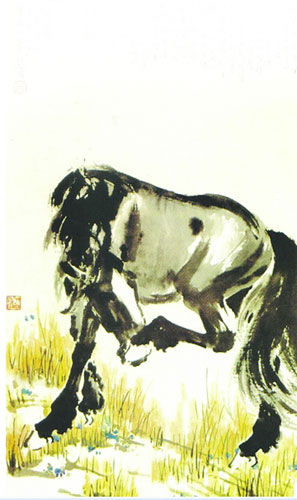 北京徐悲鸿纪念馆藏徐悲鸿真迹《无题》。