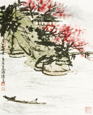 早春晚景（指墨）。