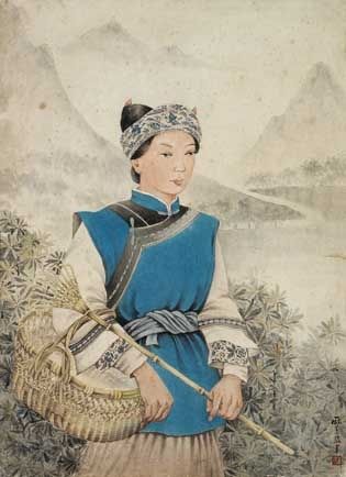 庞熏? 苗女 58×42.5cm 纸本水彩  成交价：33.6万元 中国嘉德 供图