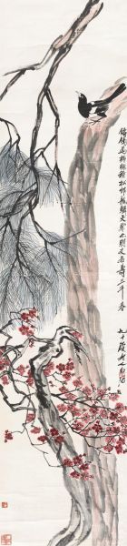 齐白石《松梅喜鹊》