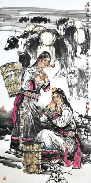 草原风情图 李毅