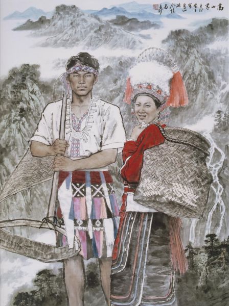 苗再新国画作品《高山青》