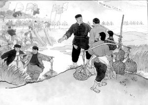 贺友直捐赠的连环画代表作《山乡巨变》中一幅画面。