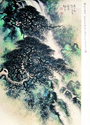 黎雄才《松瀑图》