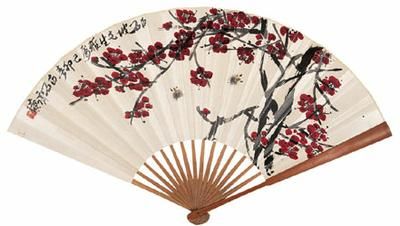 齐白石《红梅蜜蜂》