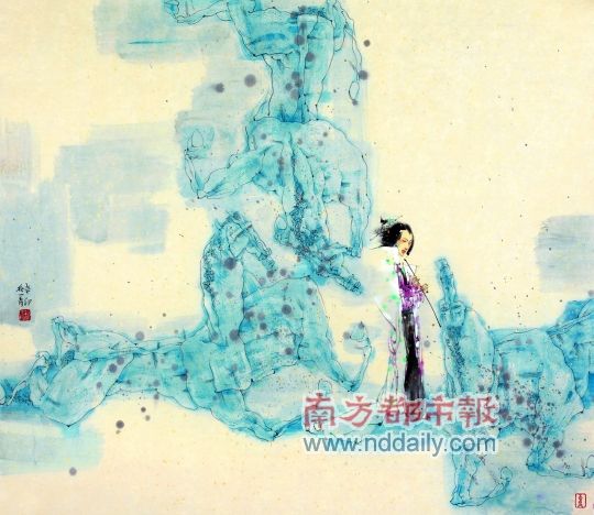 联展上已被认购的画作：苏茂隆的作品《女人与马之三角》。