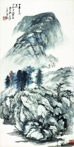 张大千《策杖访友图》