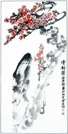 徐世鸣的写意红梅《清韵图》。