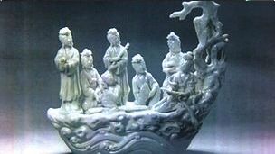 清德化白瓷仙人乘槎摆件