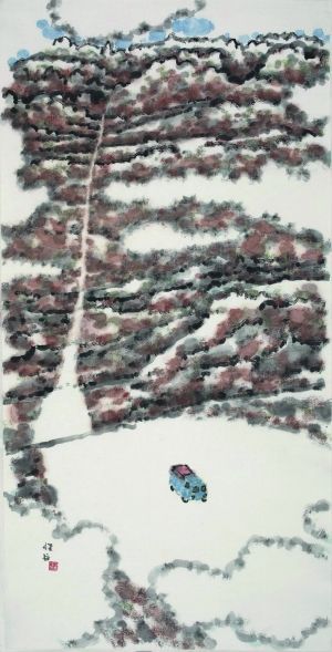 刘牧作品《天路》138x68cm。