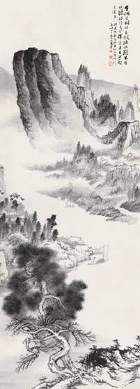 天下第一大轴张大千 赠李秋君晚波渔艇图354×130cm成交价2875万元 