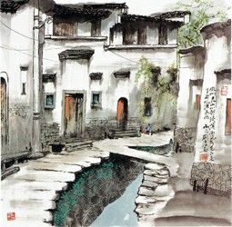 徽州灵山小村（国画） 蒯大江