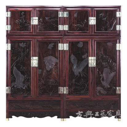 丝翎檀雕顶箱柜