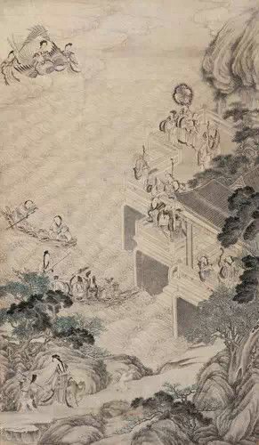 5148 余?集(款)(1738-1823)?群仙祝寿 立轴?设色纸本 178×102 cm 说明：现藏家购於佳士得。 RMB： 580，000-800，000